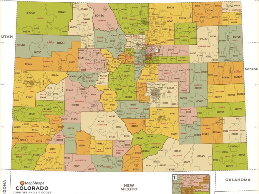 Colorado ZIP Code Map With Counties By MapSherpa The Map Shop