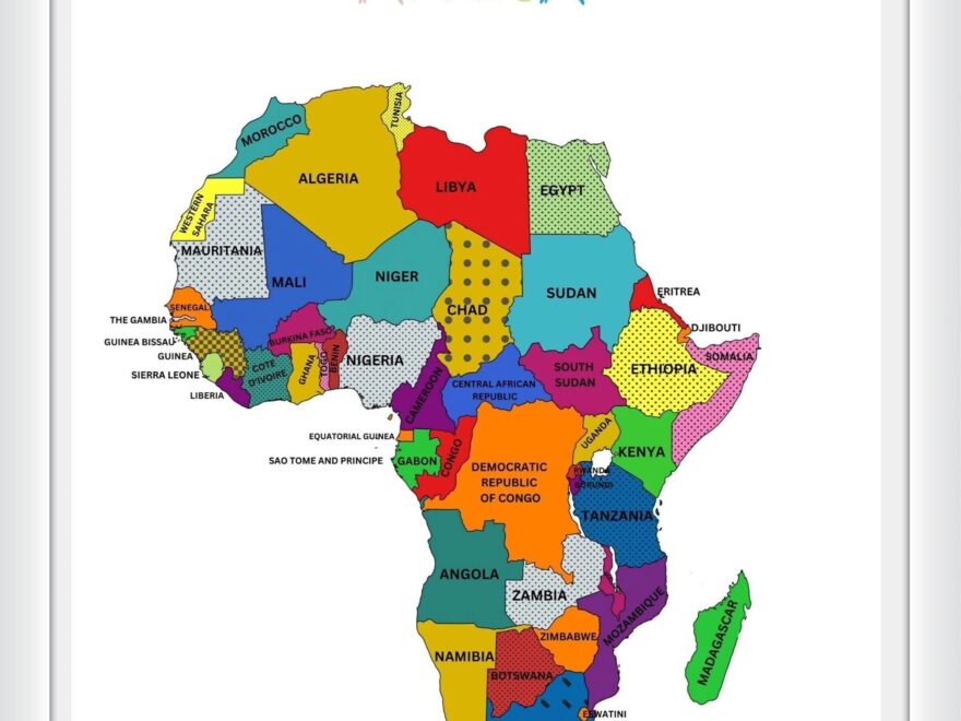 Colorful Africa Map Art Print Home Office Decor digital Download Etsy