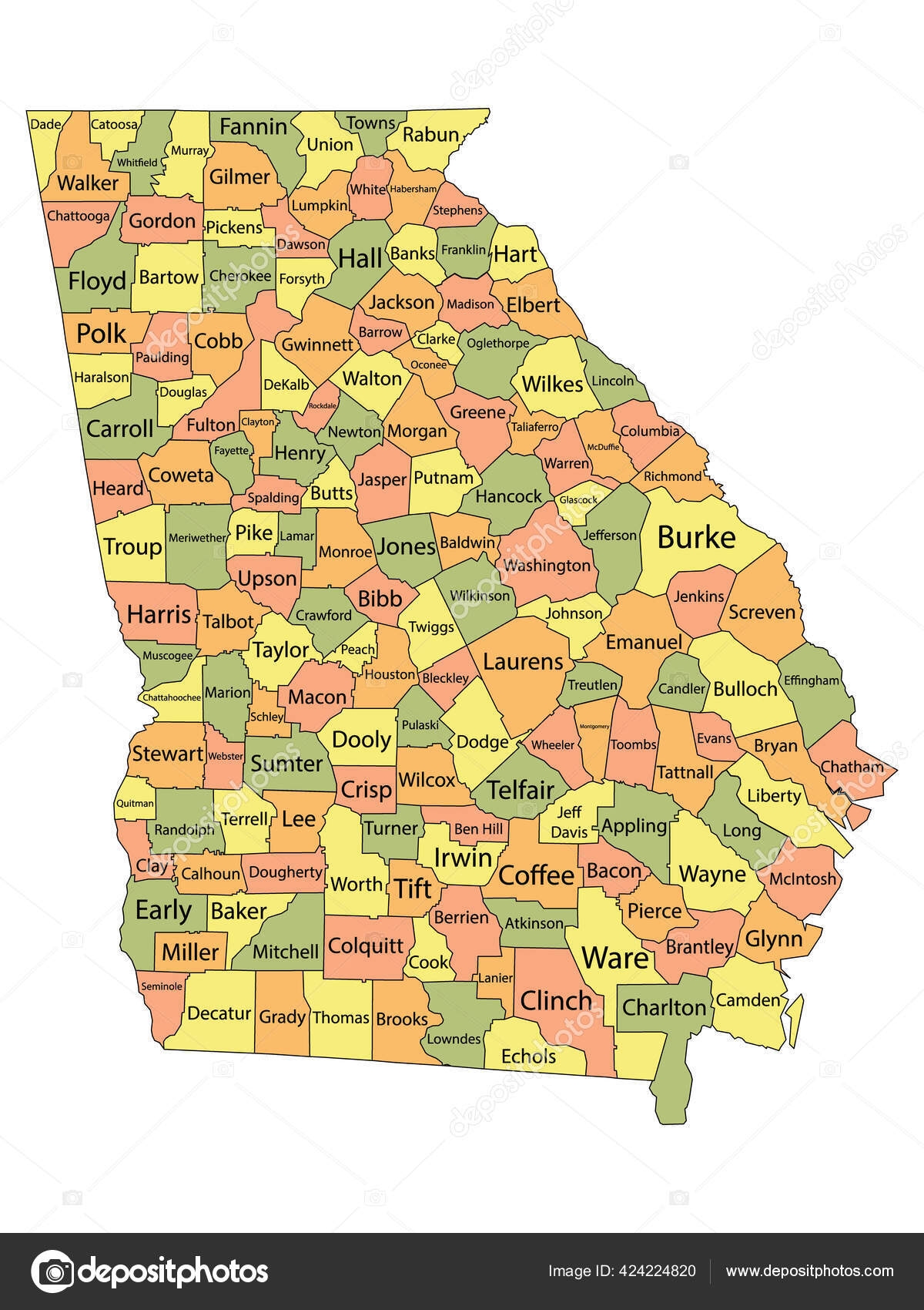 Printable Georgia Map With Counties Printable Georgia Map With Counties