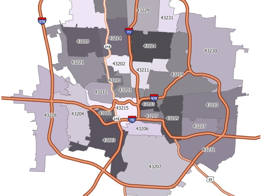 Columbus Ohio Zip Code Map GIS Geography