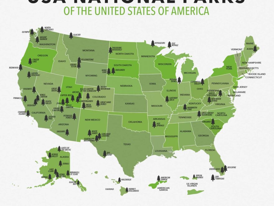 COMPLETE National Parks List 2024 Printable MAP