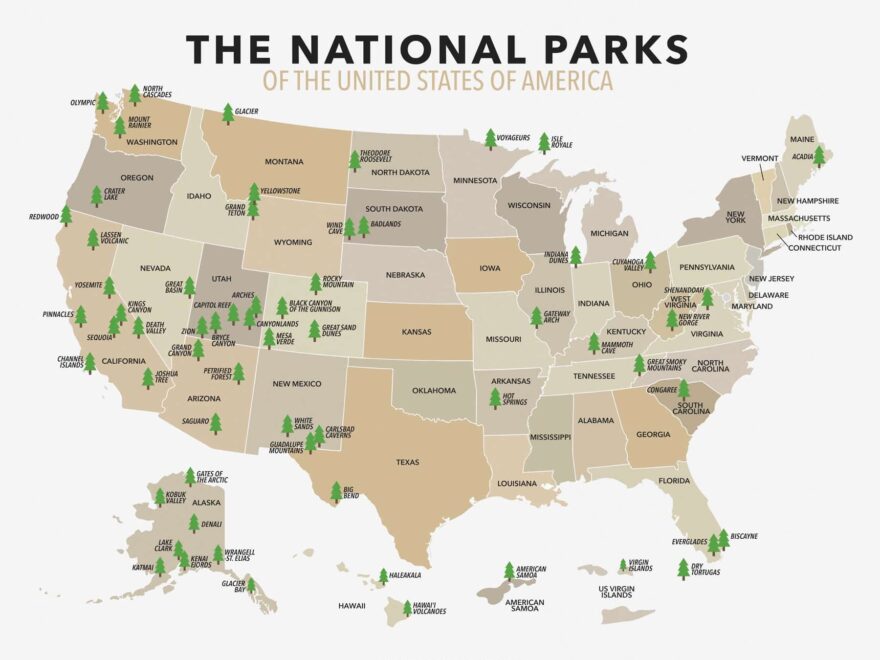 COMPLETE National Parks List 2024 Printable MAP