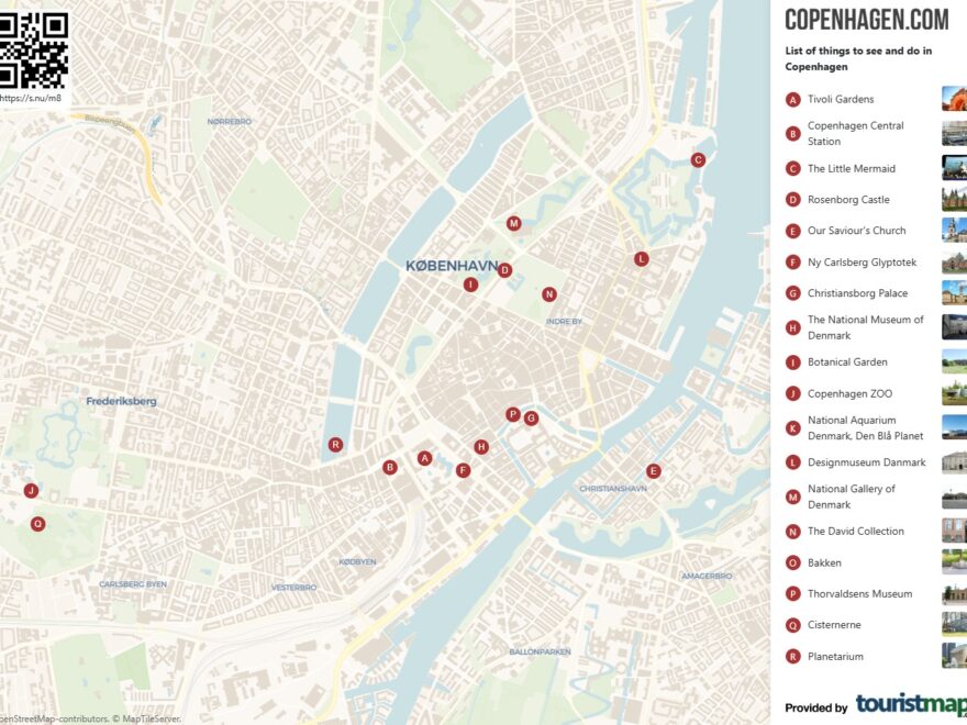 Copenhagen Map With Tourist Attractions Copenhagen