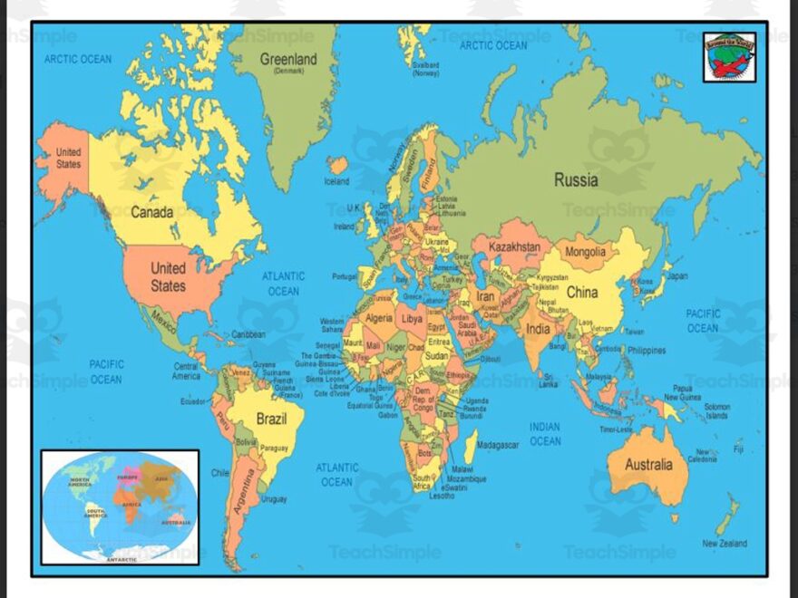 Countries Continents World Map Activity By Teach Simple