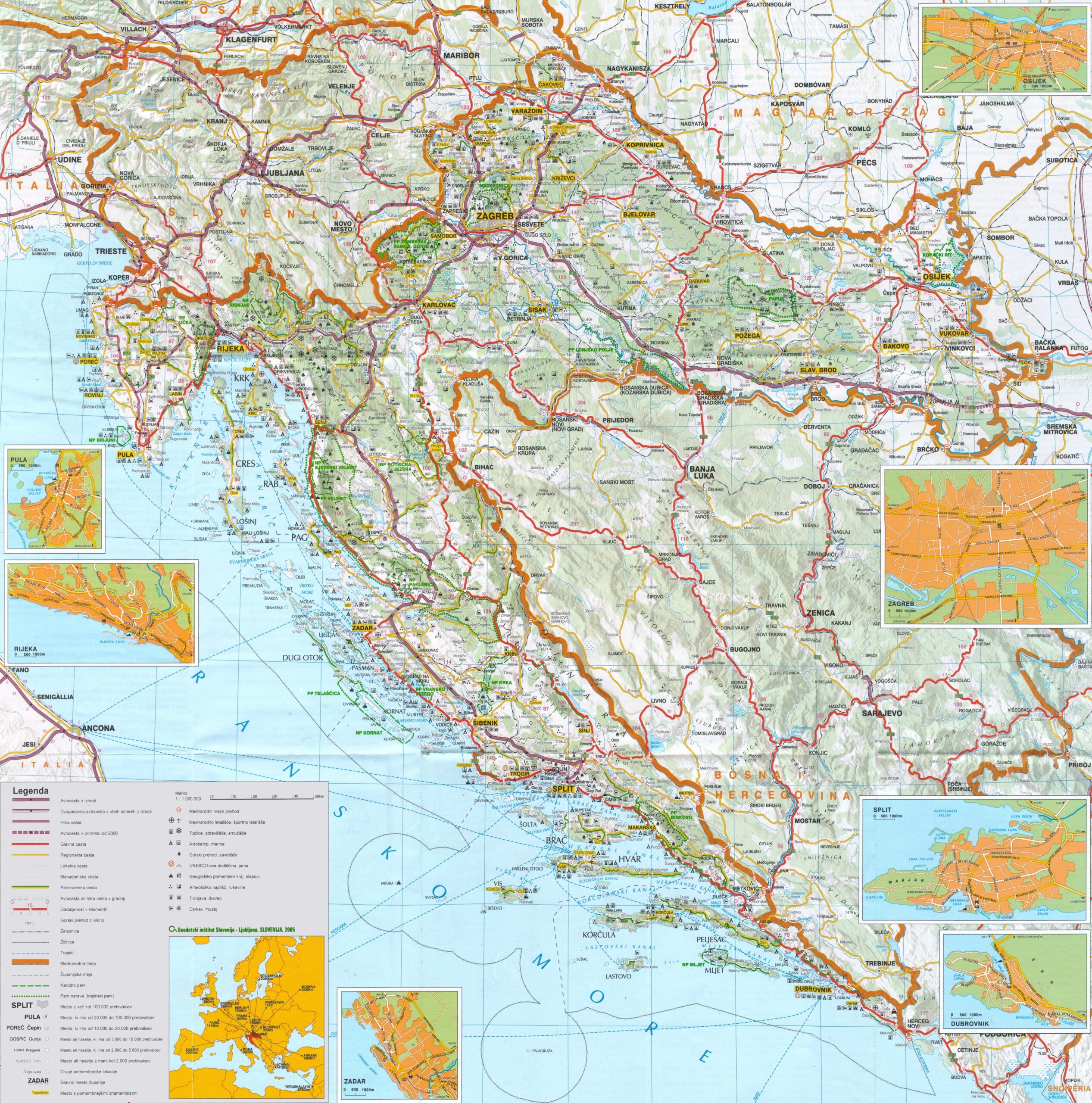 Printable Map Of Croatia With Cities