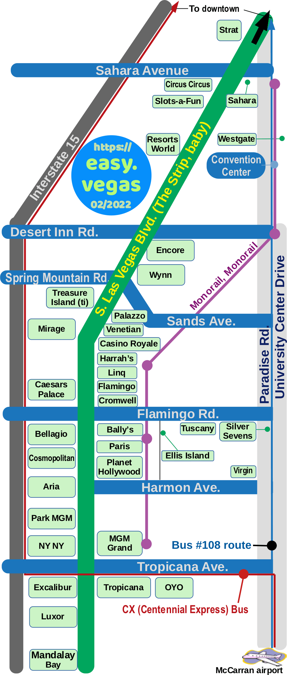 Current Map Of The Las Vegas Strip 02 2022 