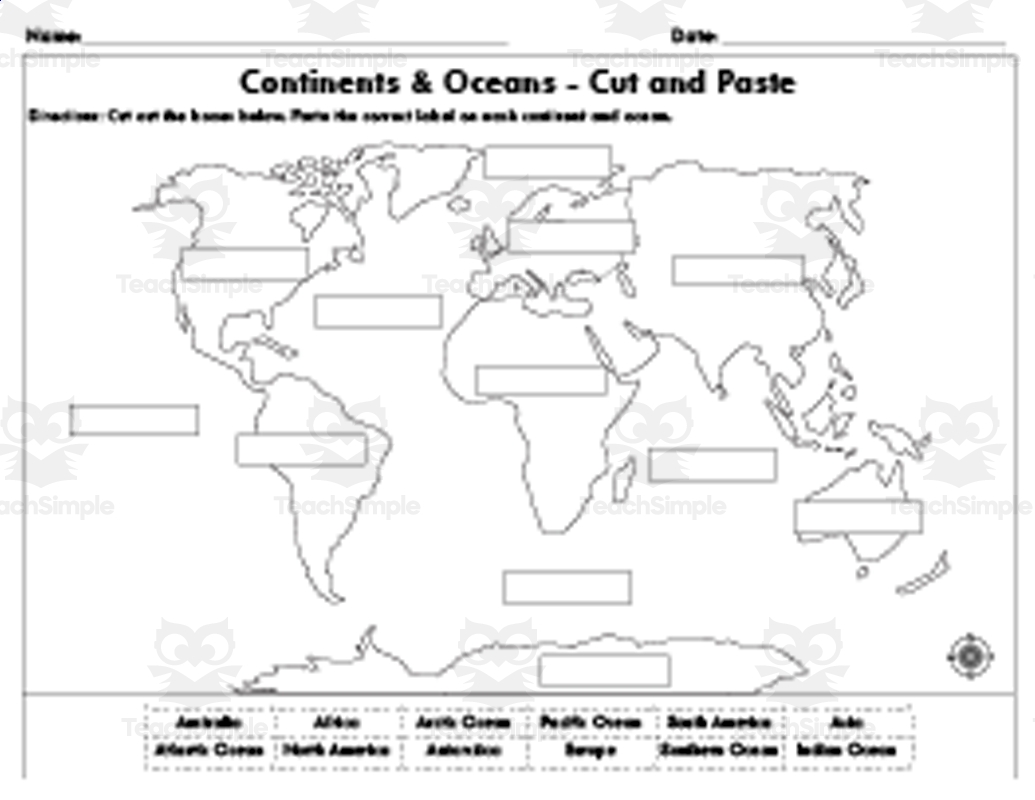 Blank Map Of Continents And Oceans Printable