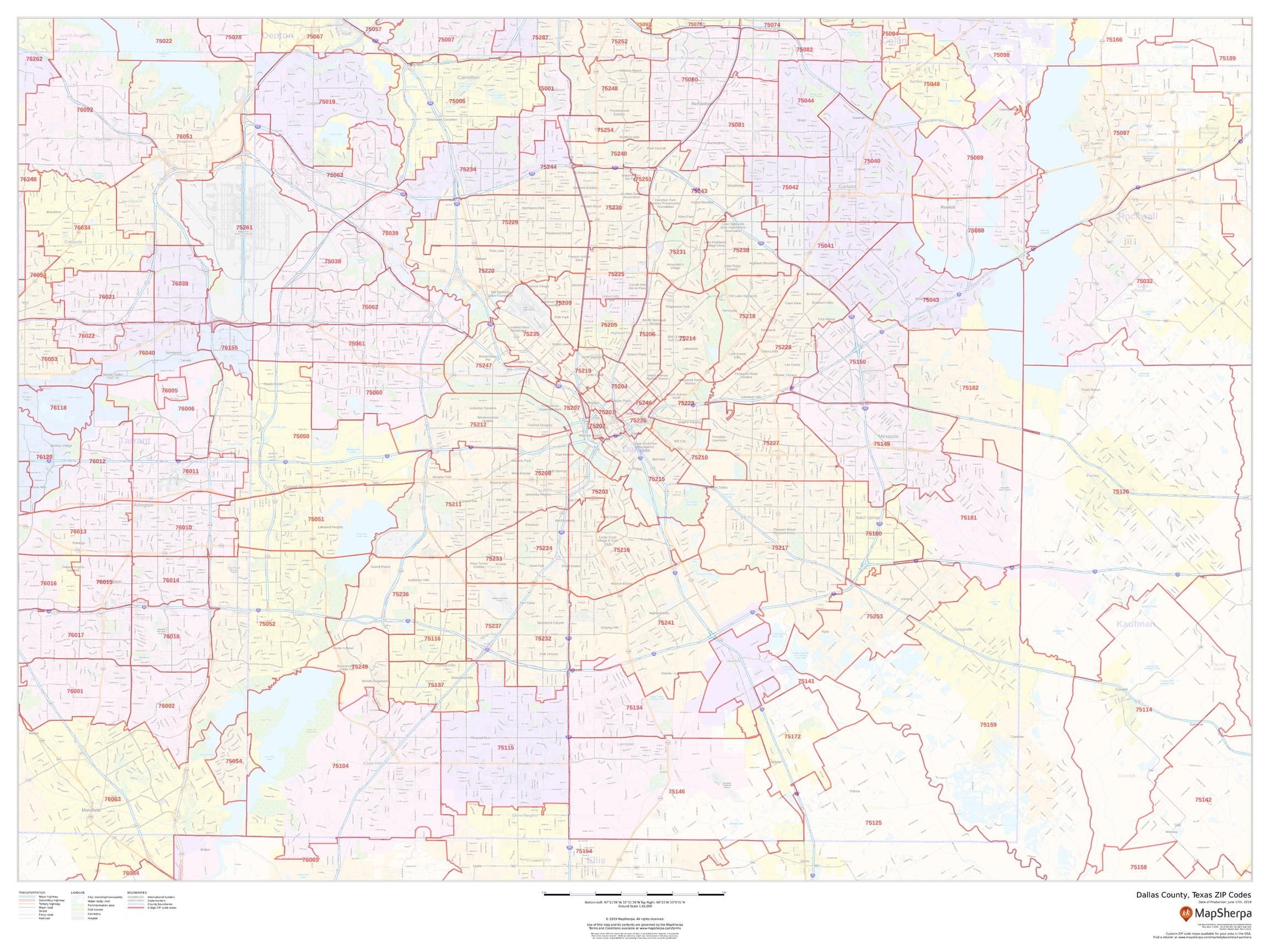Dallas County Zip Code Map Free Printable