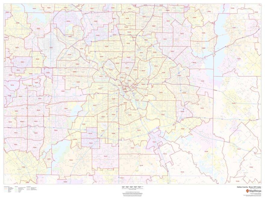Dallas County Texas ZIP Codes Stanfords