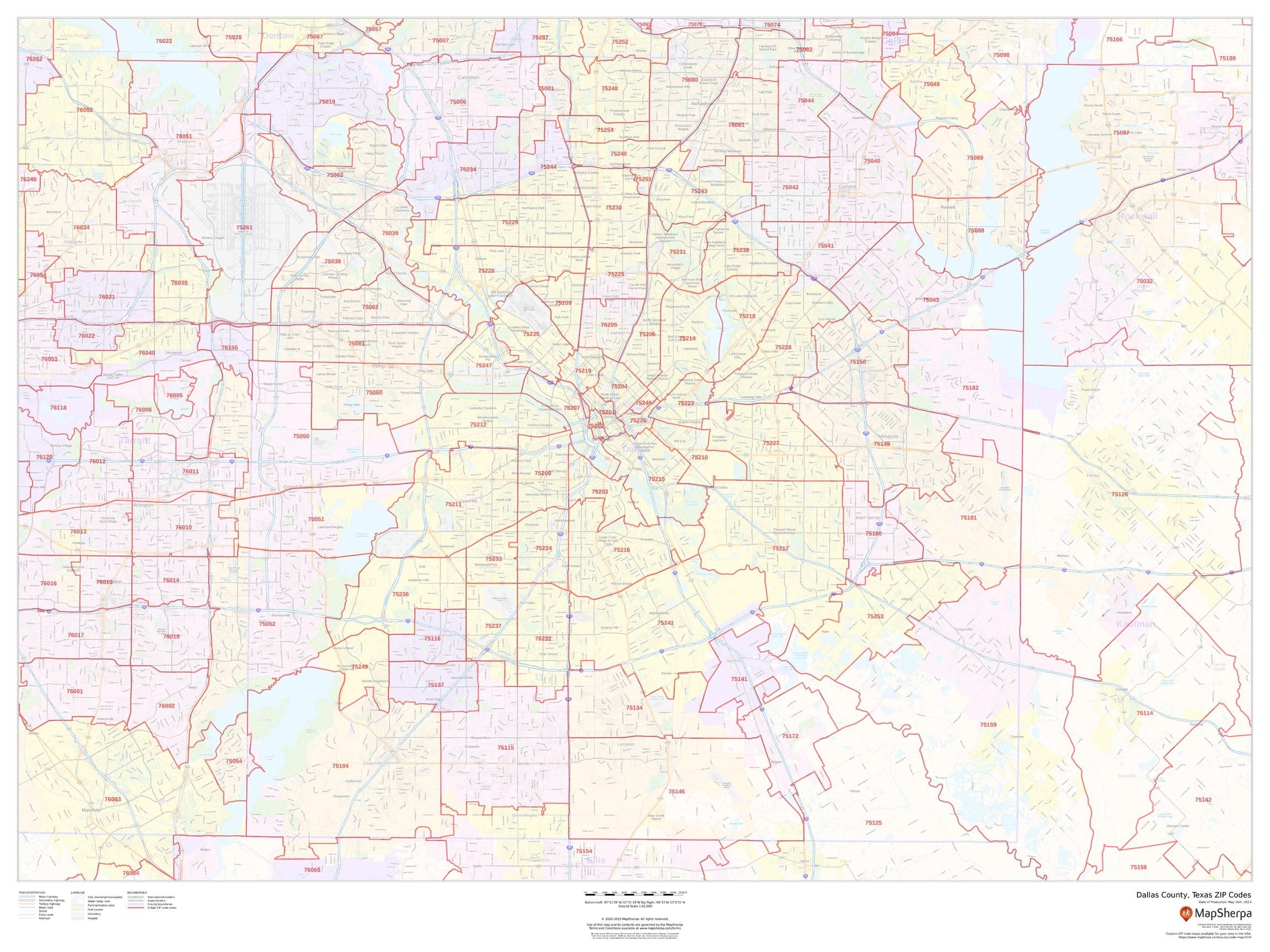 Dallas County Texas ZIP Codes Stanfords