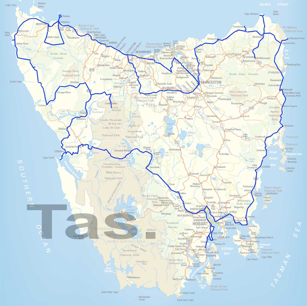 Road Map Of Tasmania Printable