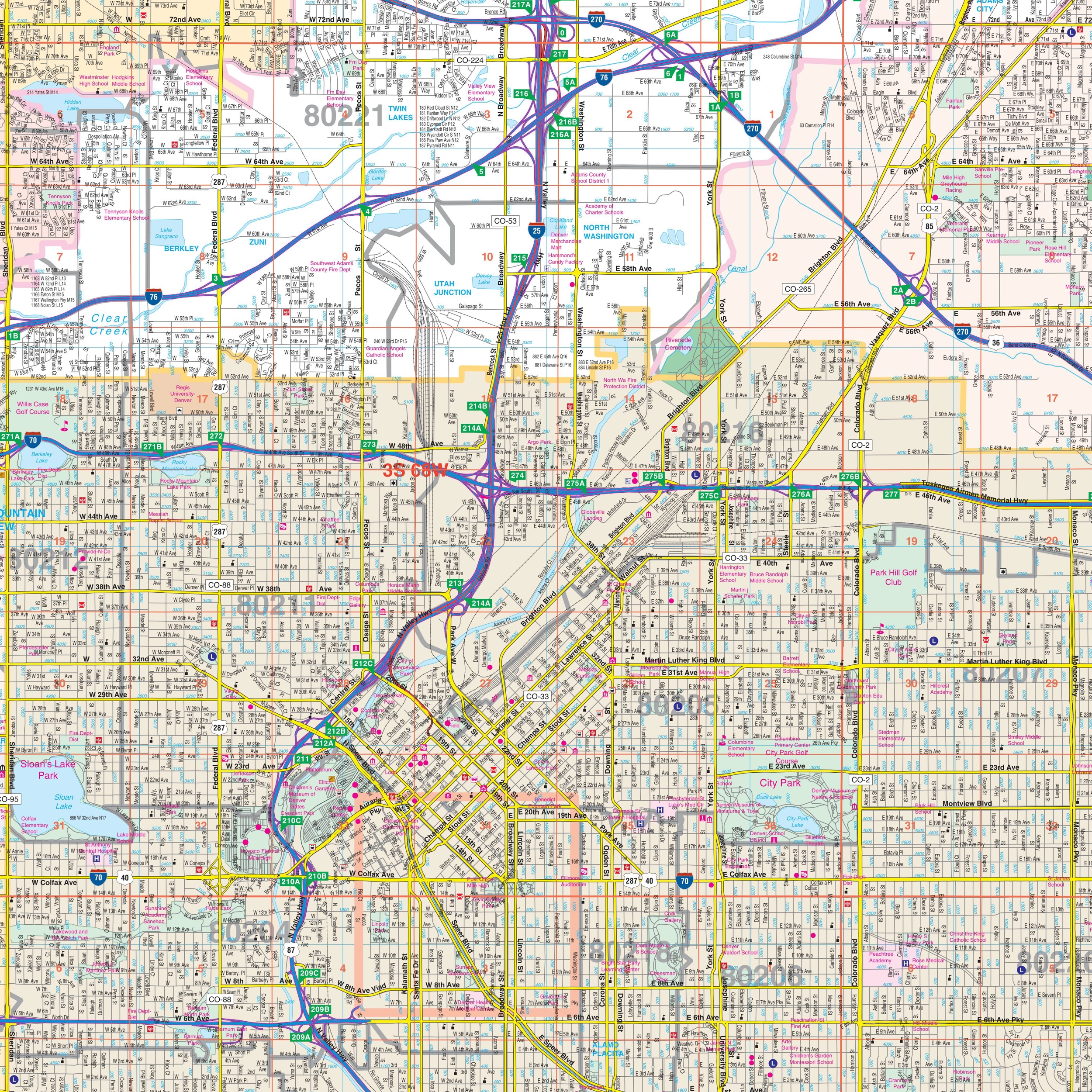 Denver CO Metro Area Wall Map By Kappa The Map Shop Denver CO Metro Area Wall Map By Kappa The Map Shop