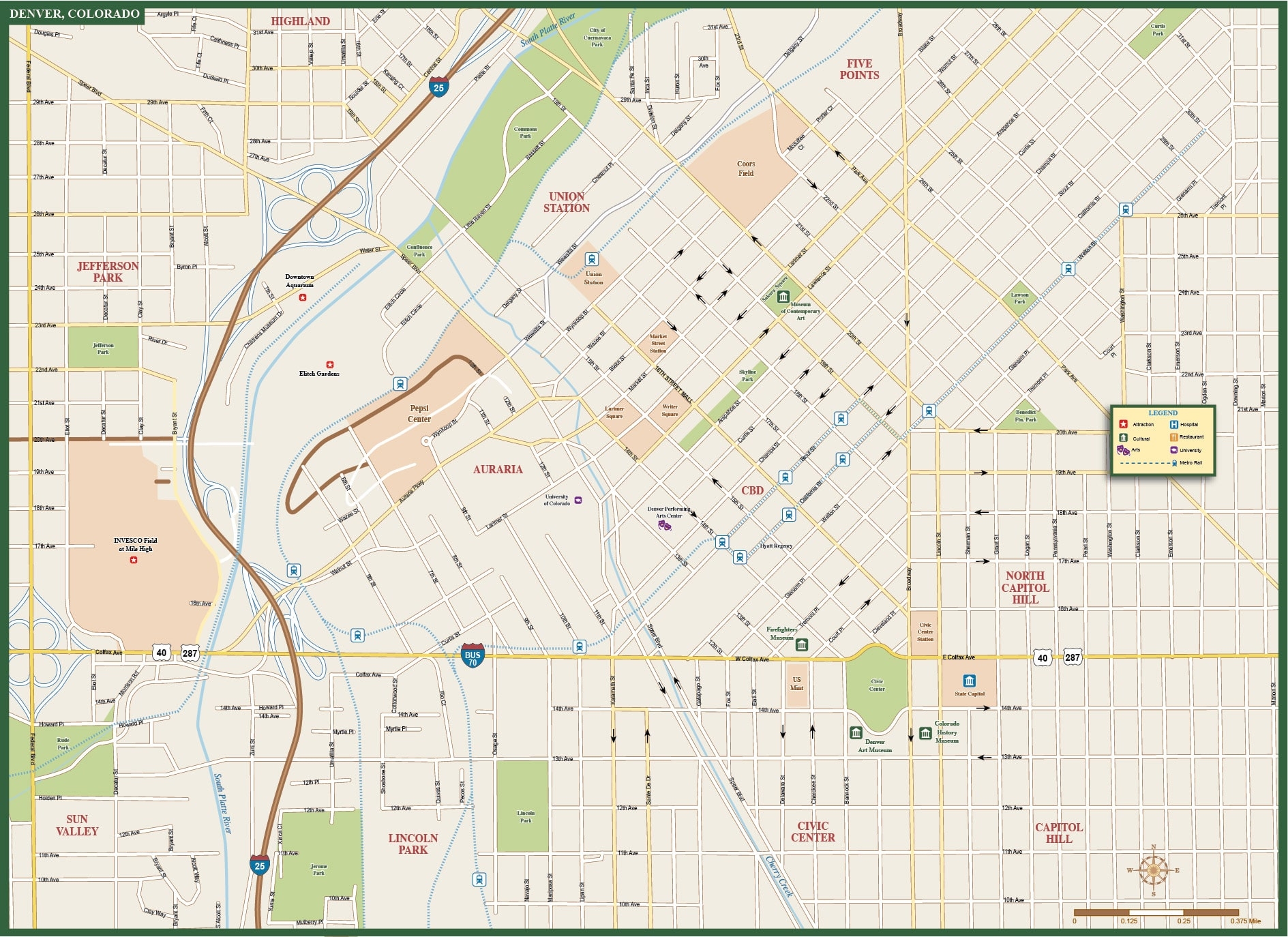 Downtown Denver Map Printable