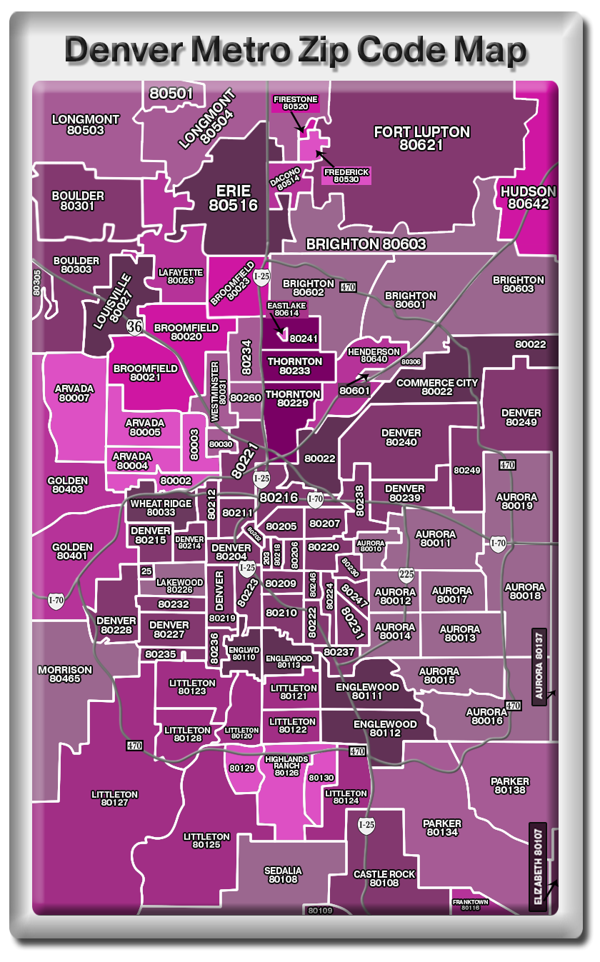 Colorado Zip Code Map Printable