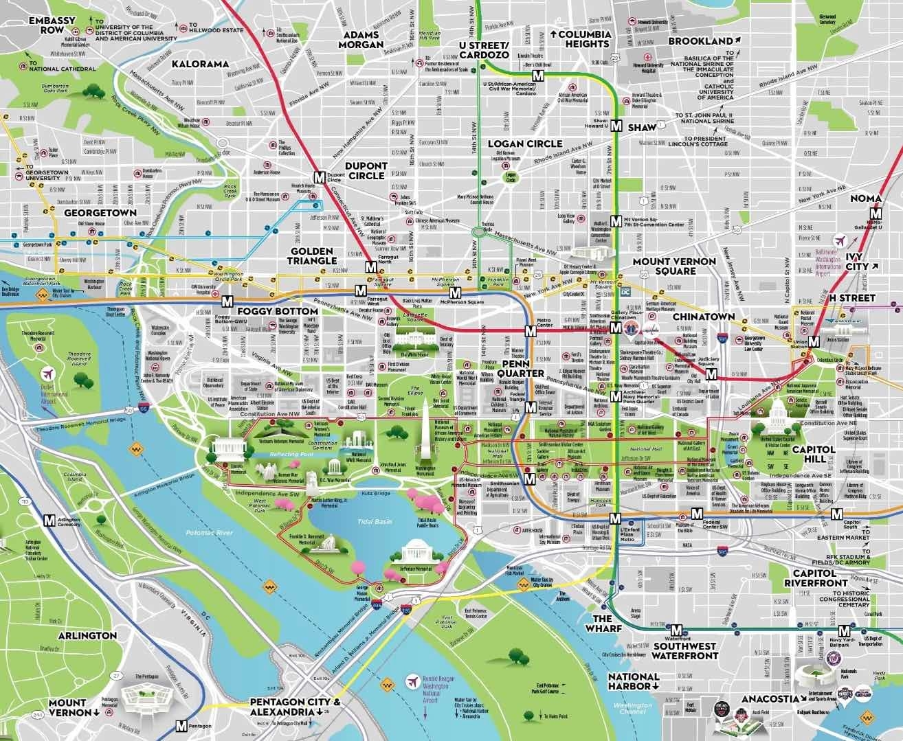Printable Simple Washington Dc Attractions Map