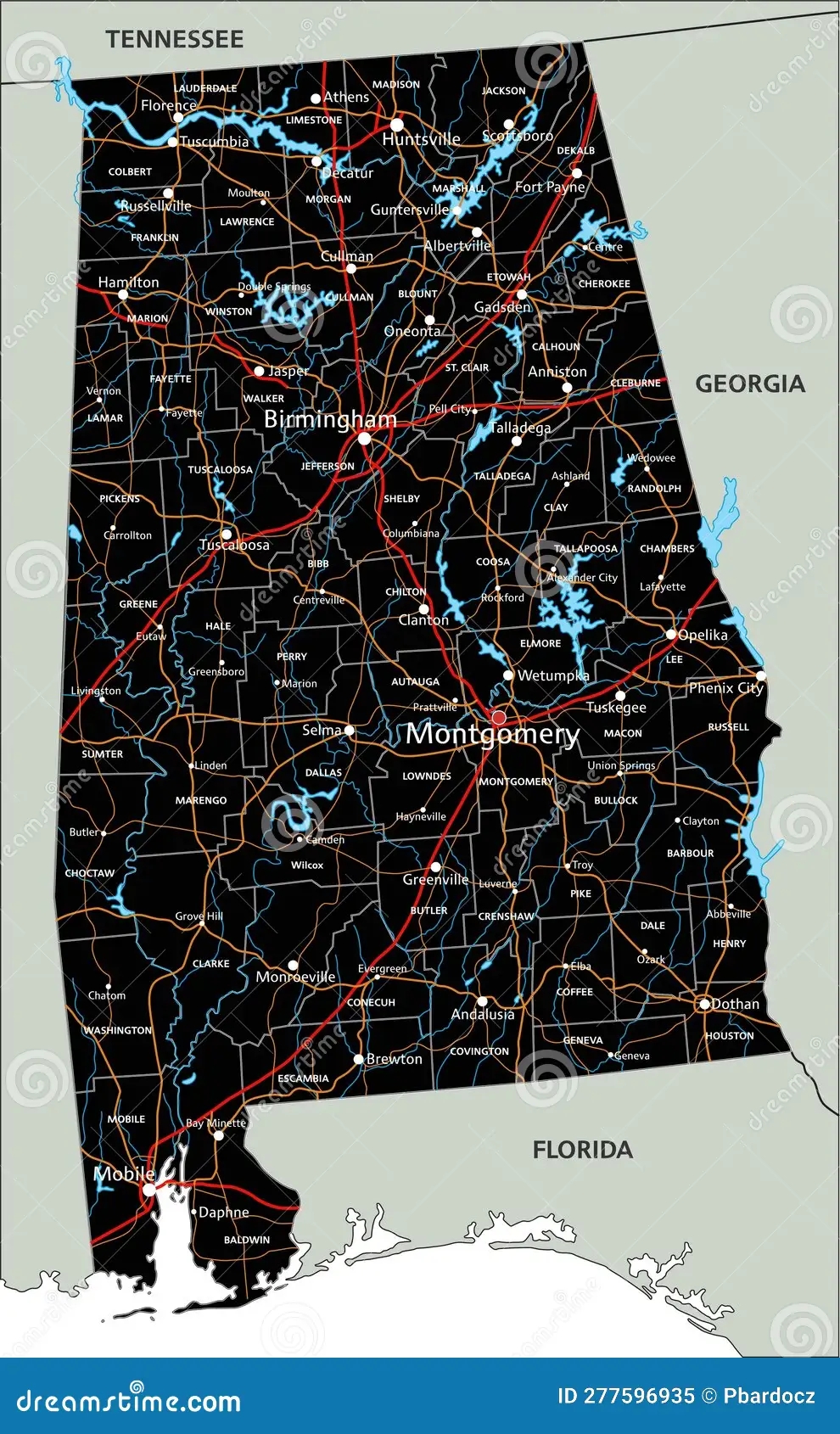 Printable Alabama Road Map