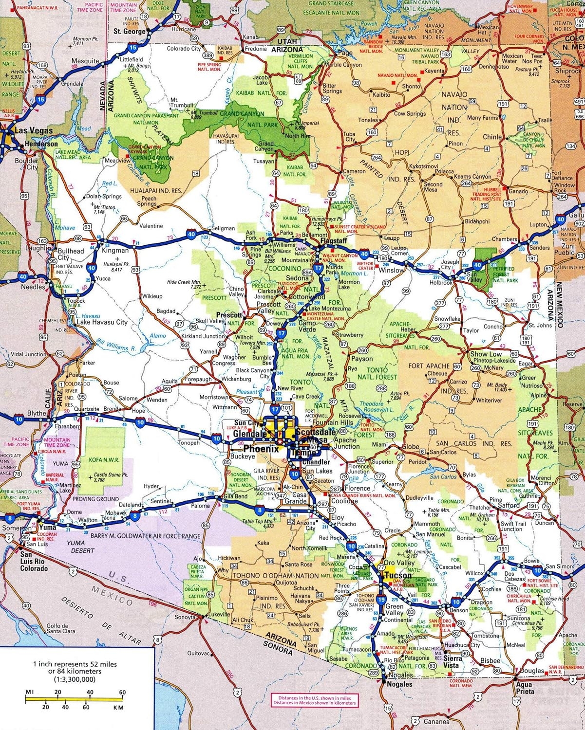 Printable Arizona State Road Map