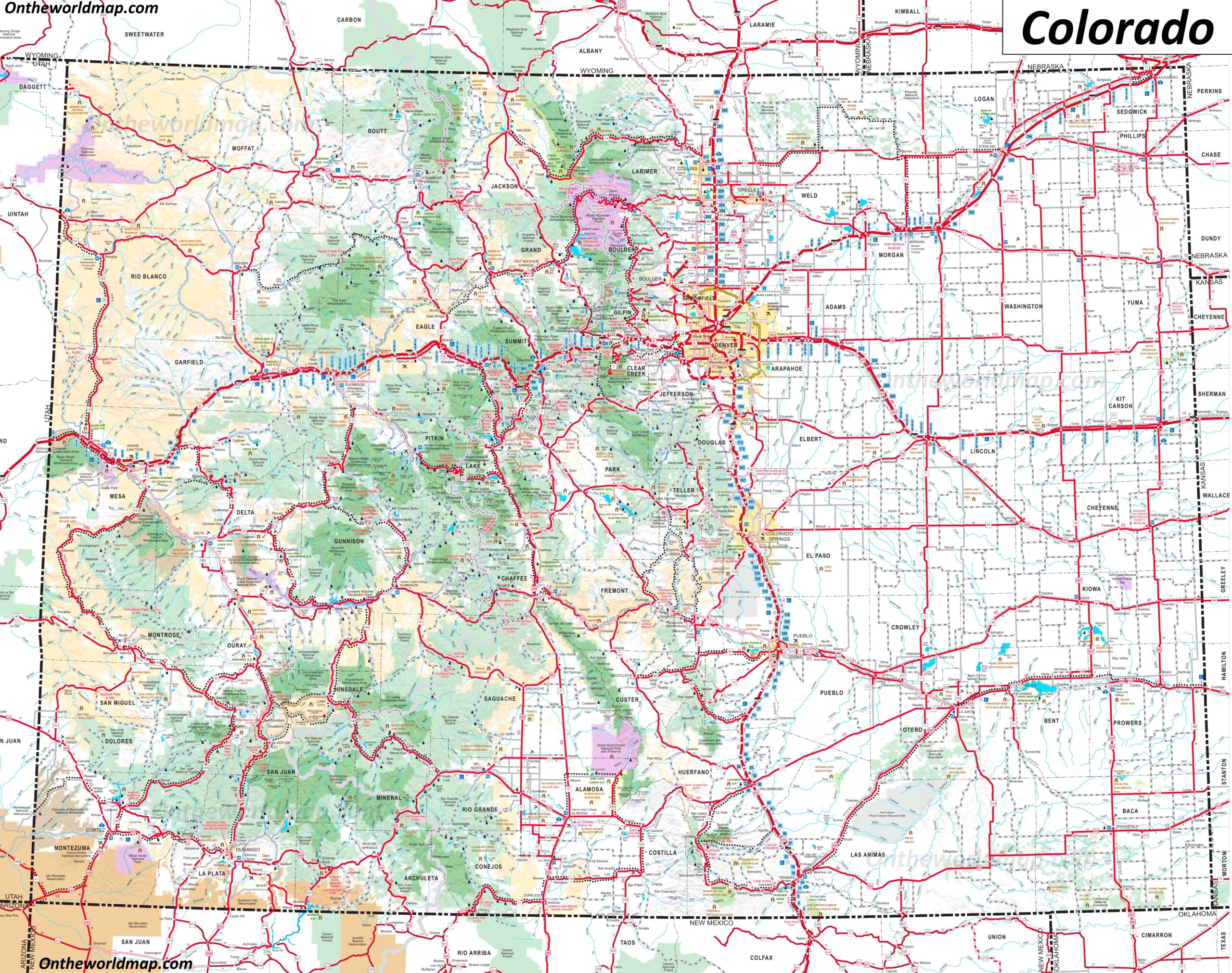 Detailed Map Of Colorado Ontheworldmap