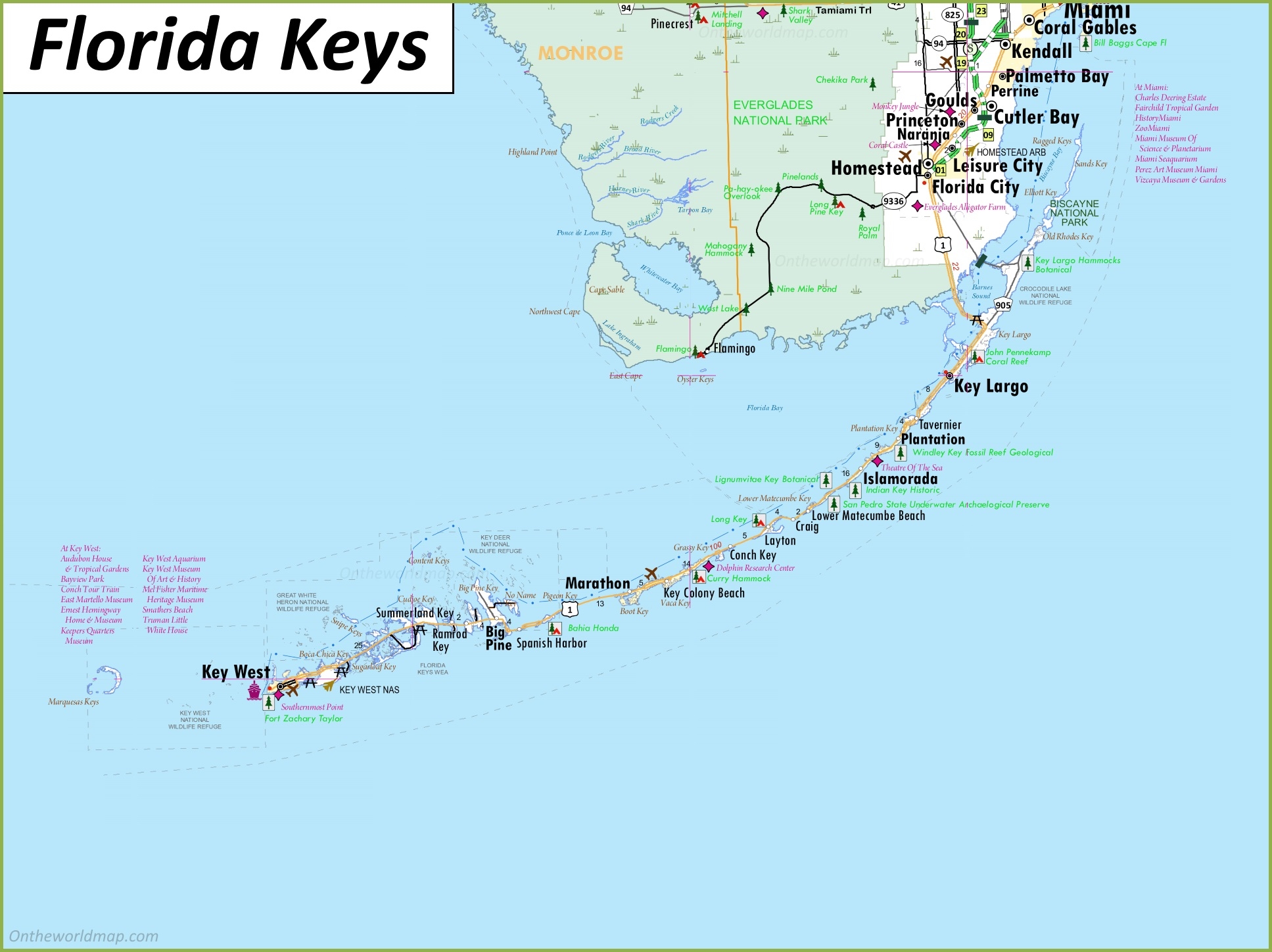 Detailed Map Of Florida Keys Ontheworldmap