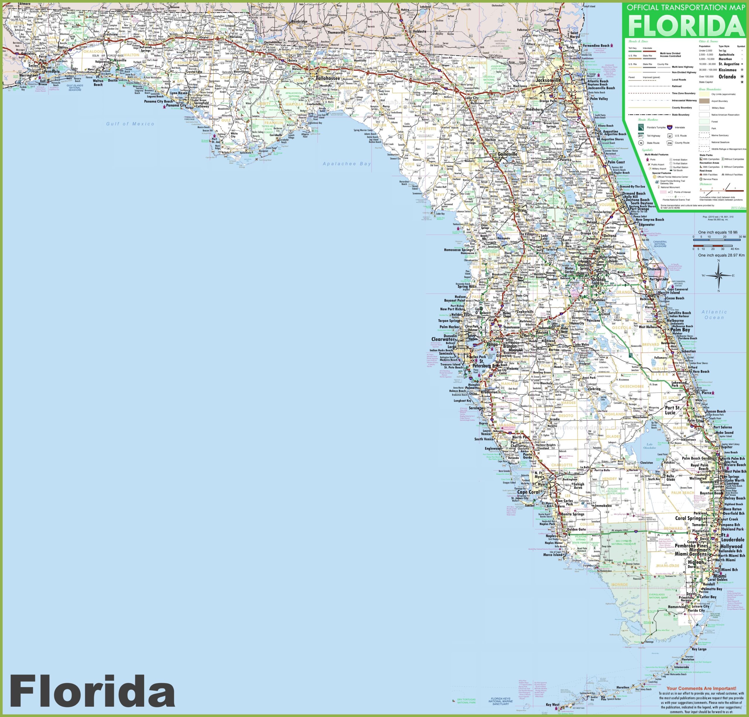 Florida State Map With Lakes Printable