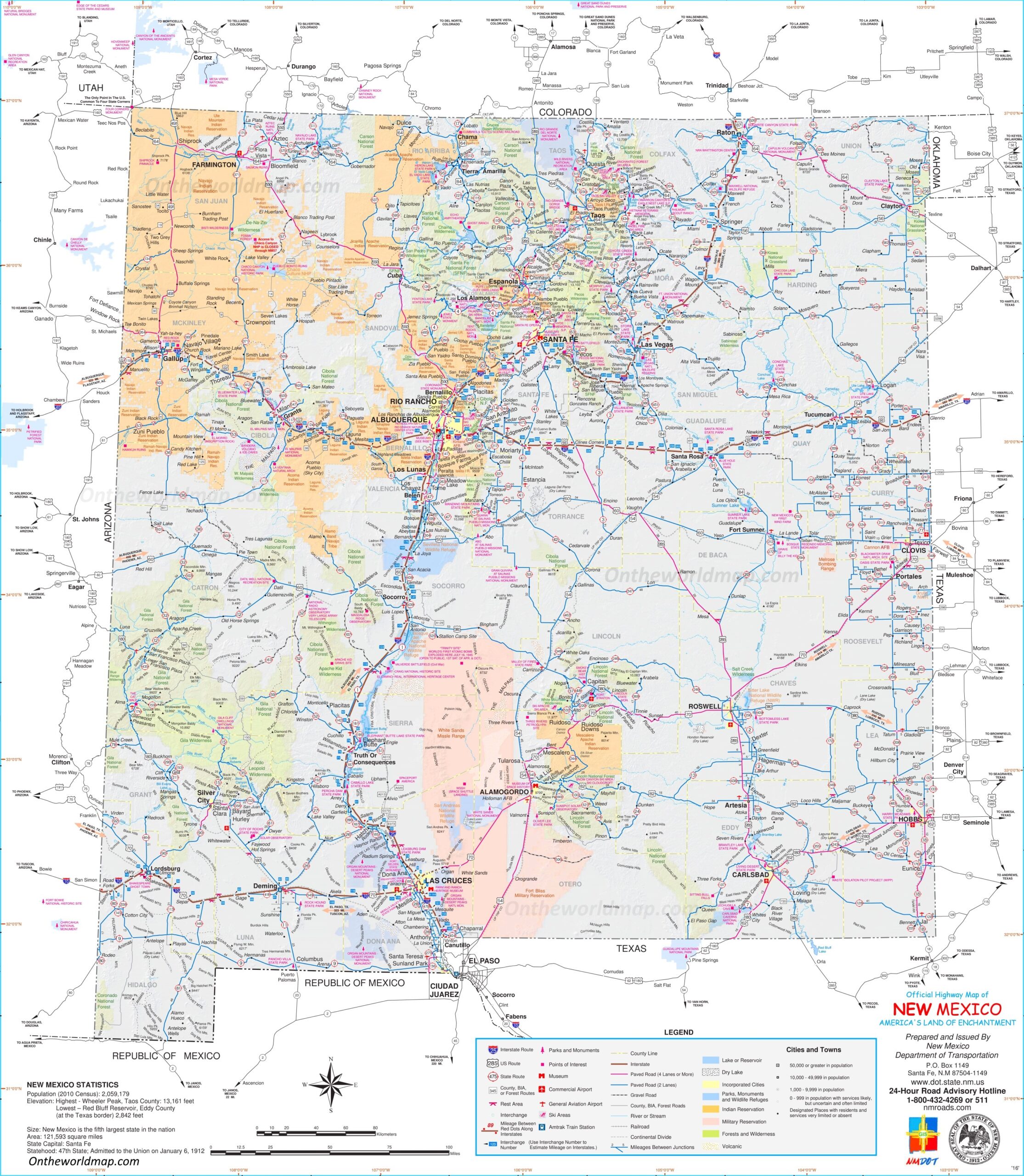 Detailed Map Of New Mexico With Cities And Towns Ontheworldmap