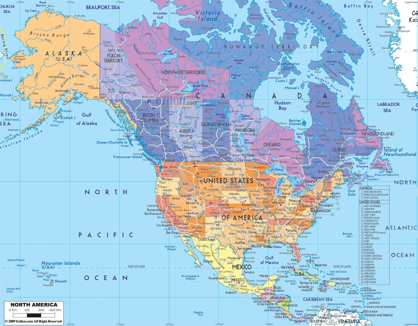 Printable North American Map