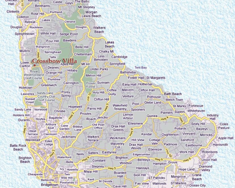 Detailed Road Map Of Barbados Barbados Detailed Road Map Vidiani Maps Of All Countries In One Place