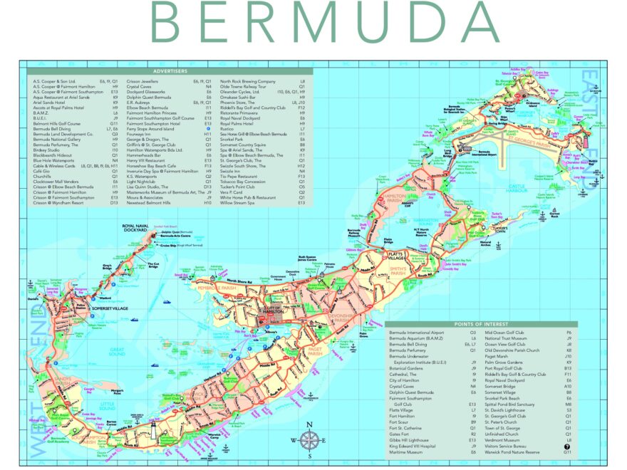 Detailed Tourist Map Of Bermuda Bermuda Detailed Tourist Map Vidiani Maps Of All Countries In One Place