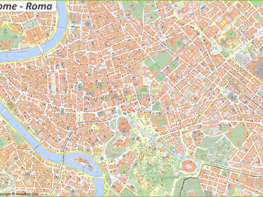 Detailed Tourist Maps Of Rome Italy Free Printable Maps Of Rome AnnaMap