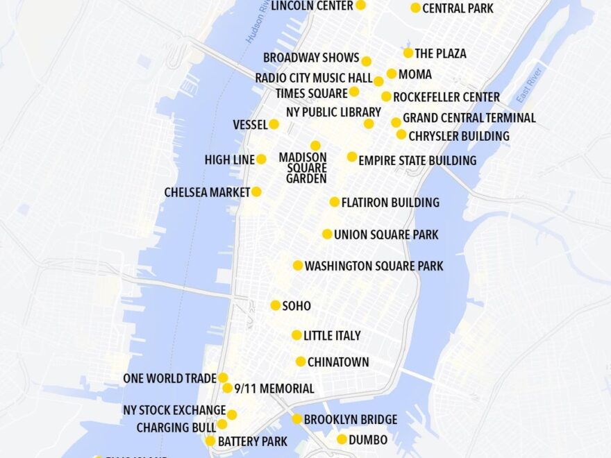 Detailed Tourist Panoramic Map Of Manhattan New York USA Worksheets Library