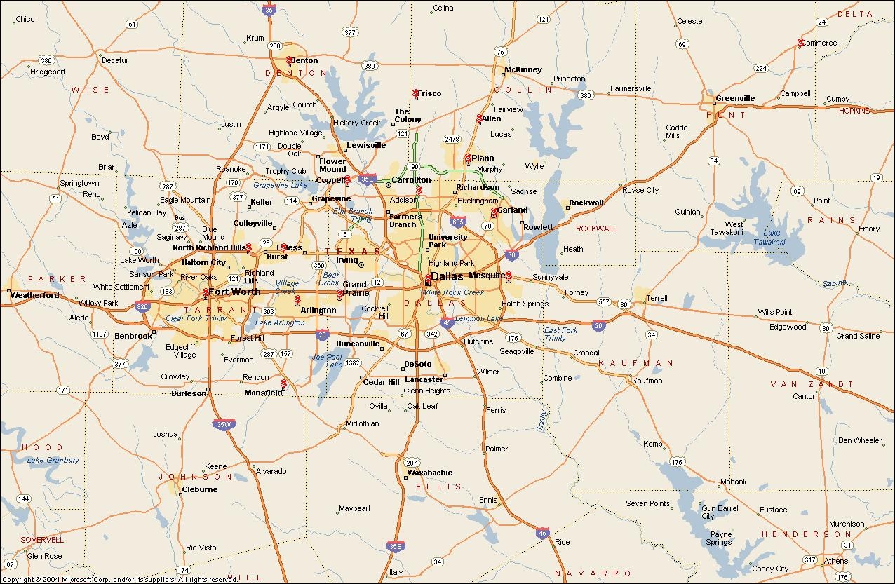DFW Metroplex Map Dallas Fort Worth Metroplex Map Texas USA 
