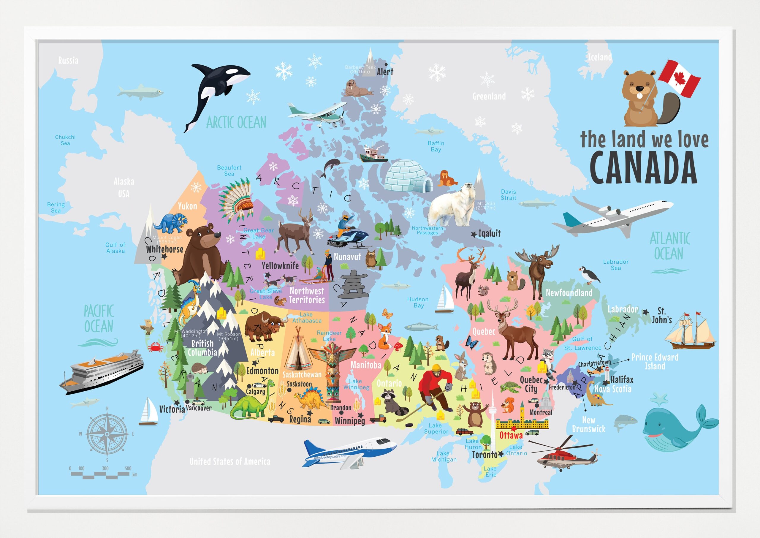 Digital Download Kids Canada Map Poster Canada Children Map Playroom Wall Decor Map Of Canada For Kids Map Of Canada For Children Etsy
