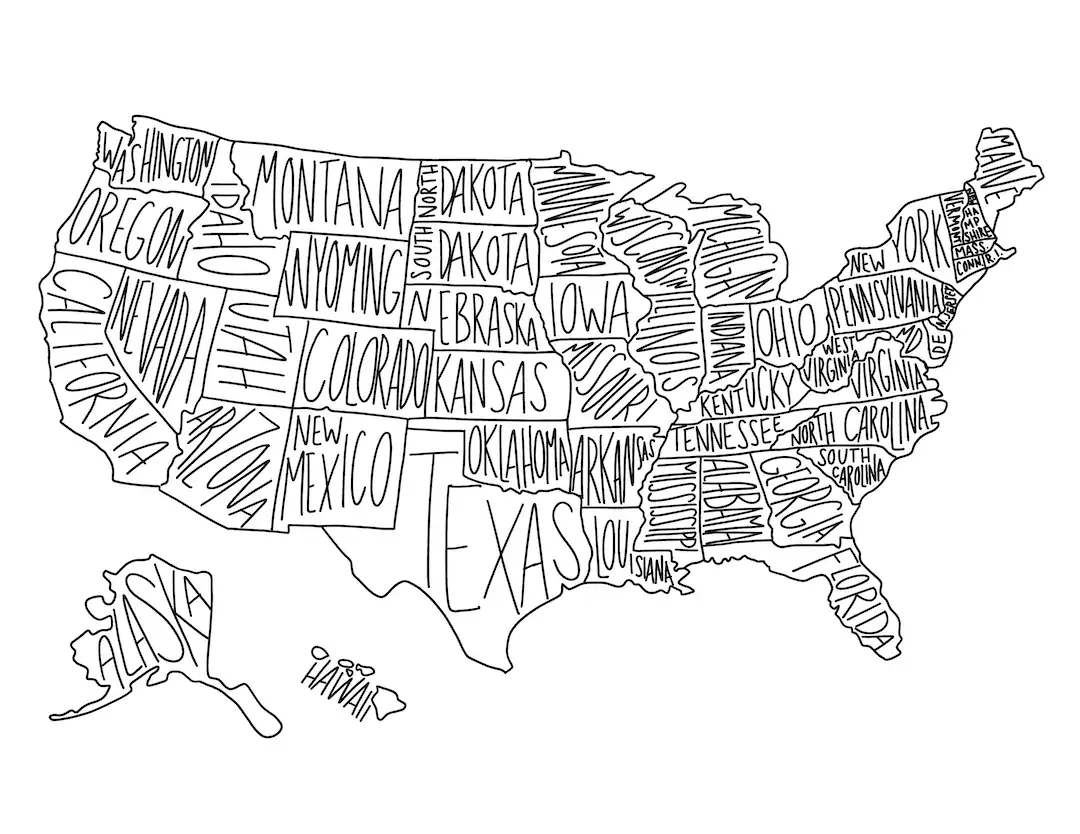 Blank Us State Map Printable