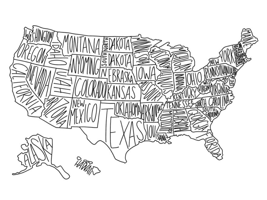 Digital Download United States Map Coloring Page State Map Worksheets Library
