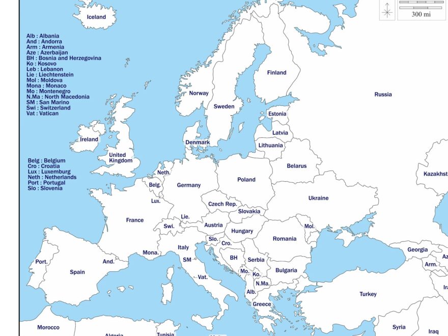 Digital Europe Map Of European Countries Printable Download Map Of Eastern Europe Map Of Western Europe Stretch Mapping Countries Etsy