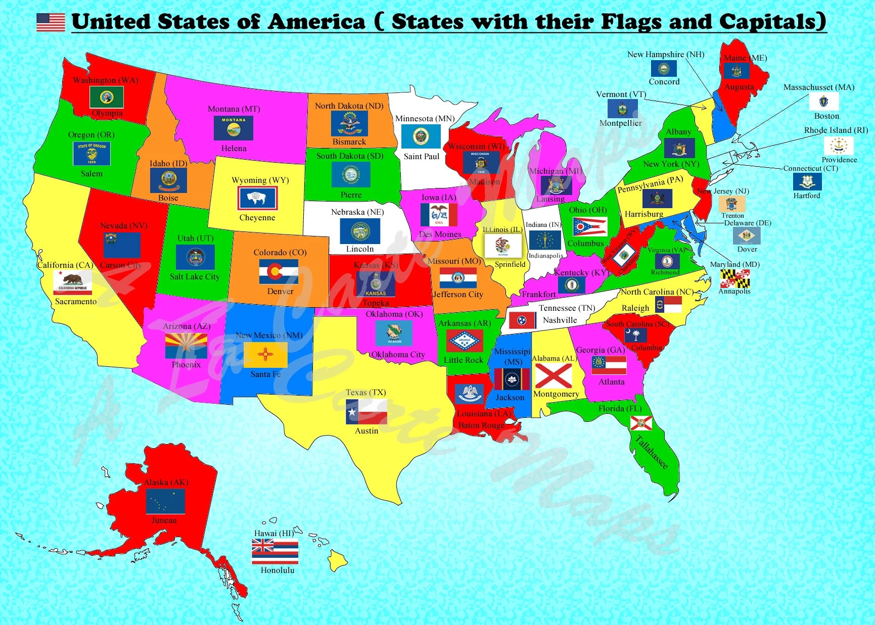 Digital Map Of All US States With Their Flags And Their Capital Cities Etsy Digital Map Of All US States With Their Flags And Their Capital Cities Etsy