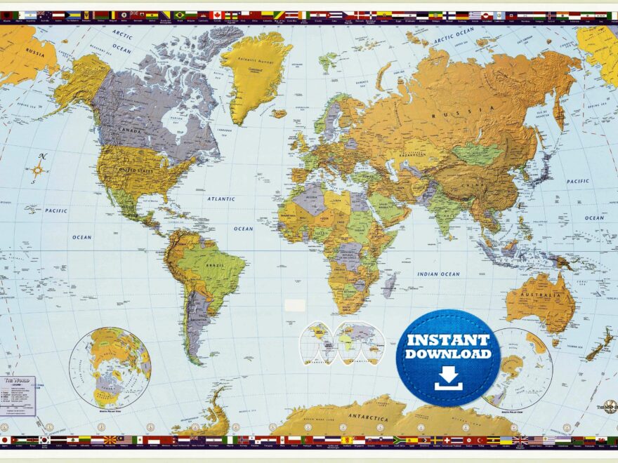 Digital Political World Map Printable Download Large World Map Digital PRINTABLE Map High Dimension World Map Usa canada germany Etsy