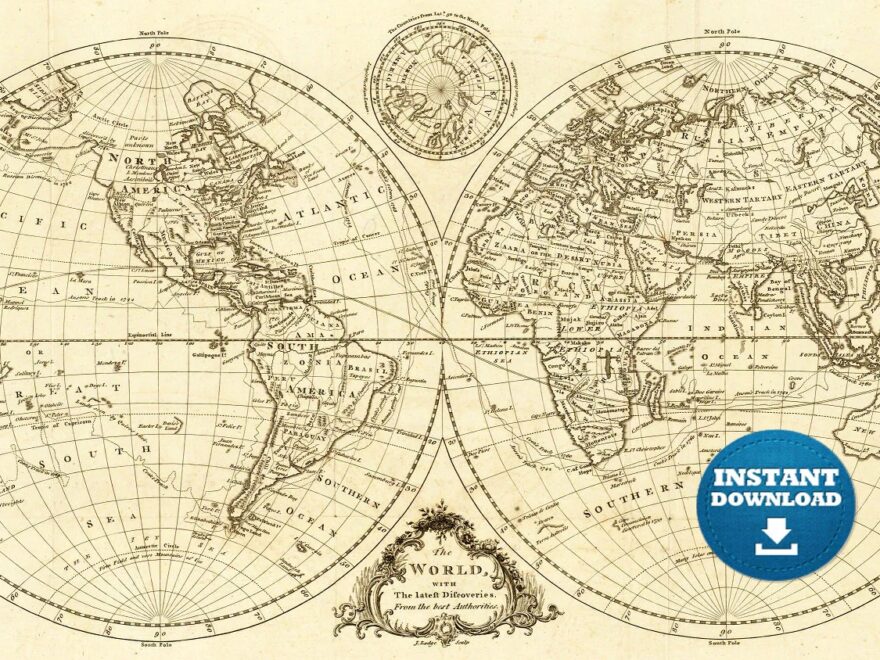 Digital Vintage Drawing Black And White World Map Printable Download Vintage World Map Antique World Map Poster Map Etsy