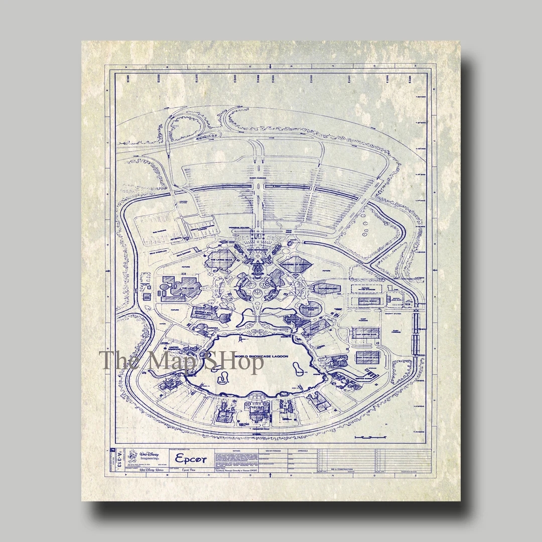 Black And White Printable Map Of Epcot