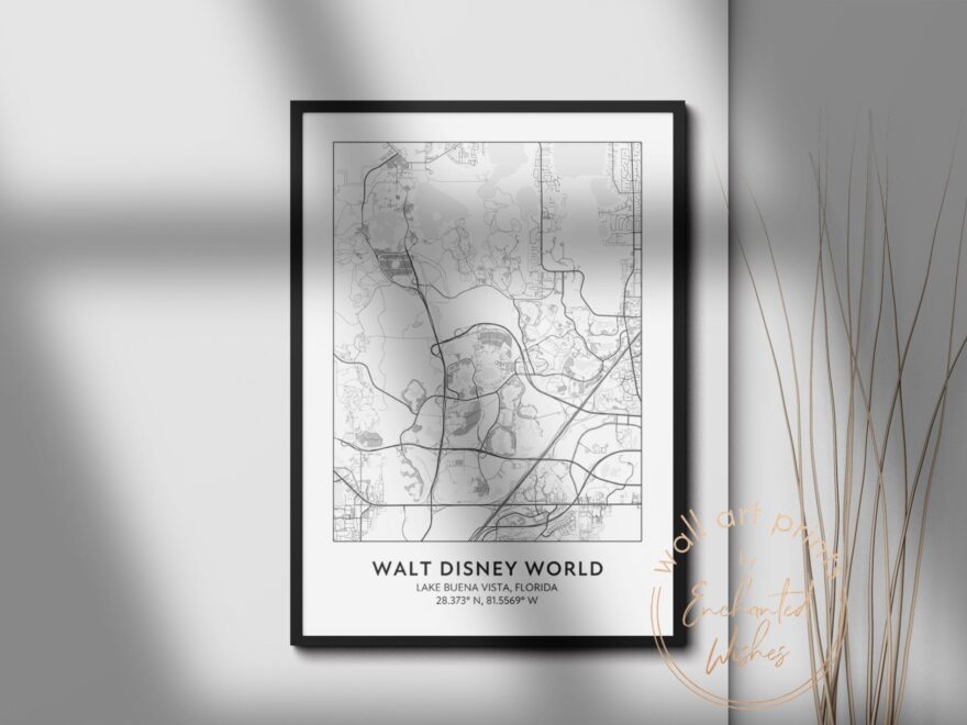 Disney World Road Map Print Printable Wall Art Or Printed Shipped