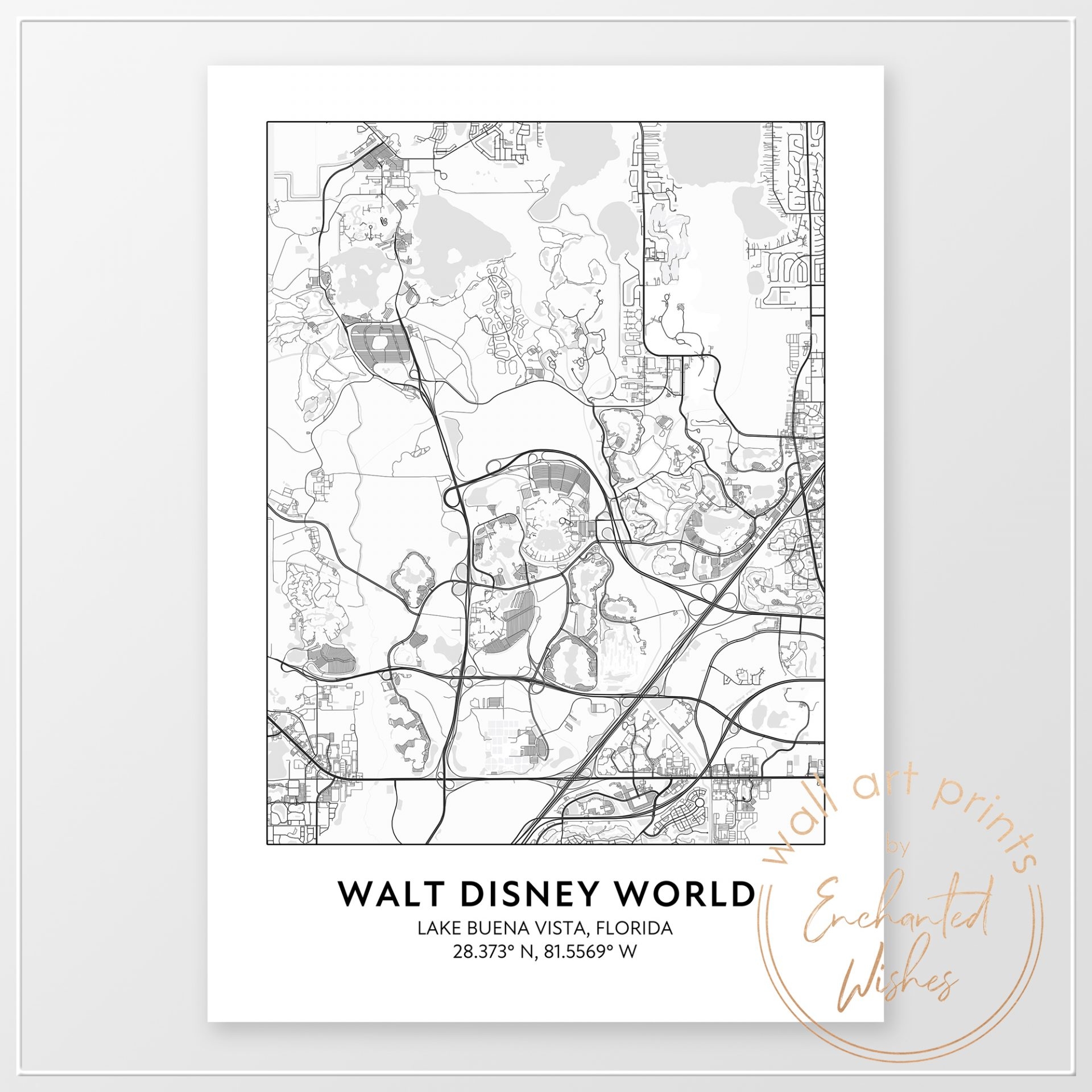 Black And White Disneyland Printable Map