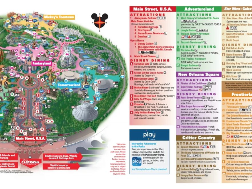 Disneyland California Adventure Map 2025 Printable PDF Maps