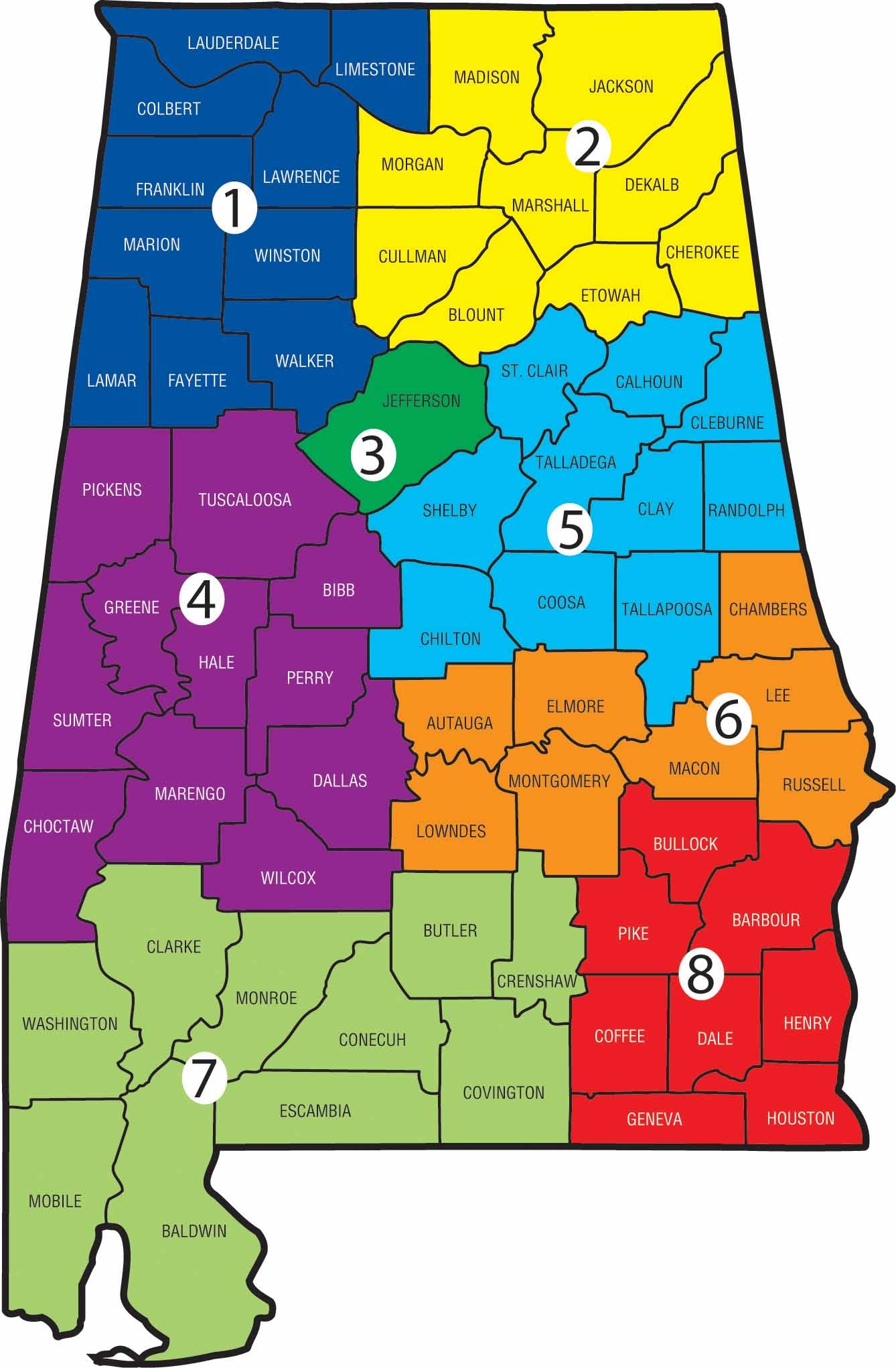 Printable Alabama Map Showing Counties
