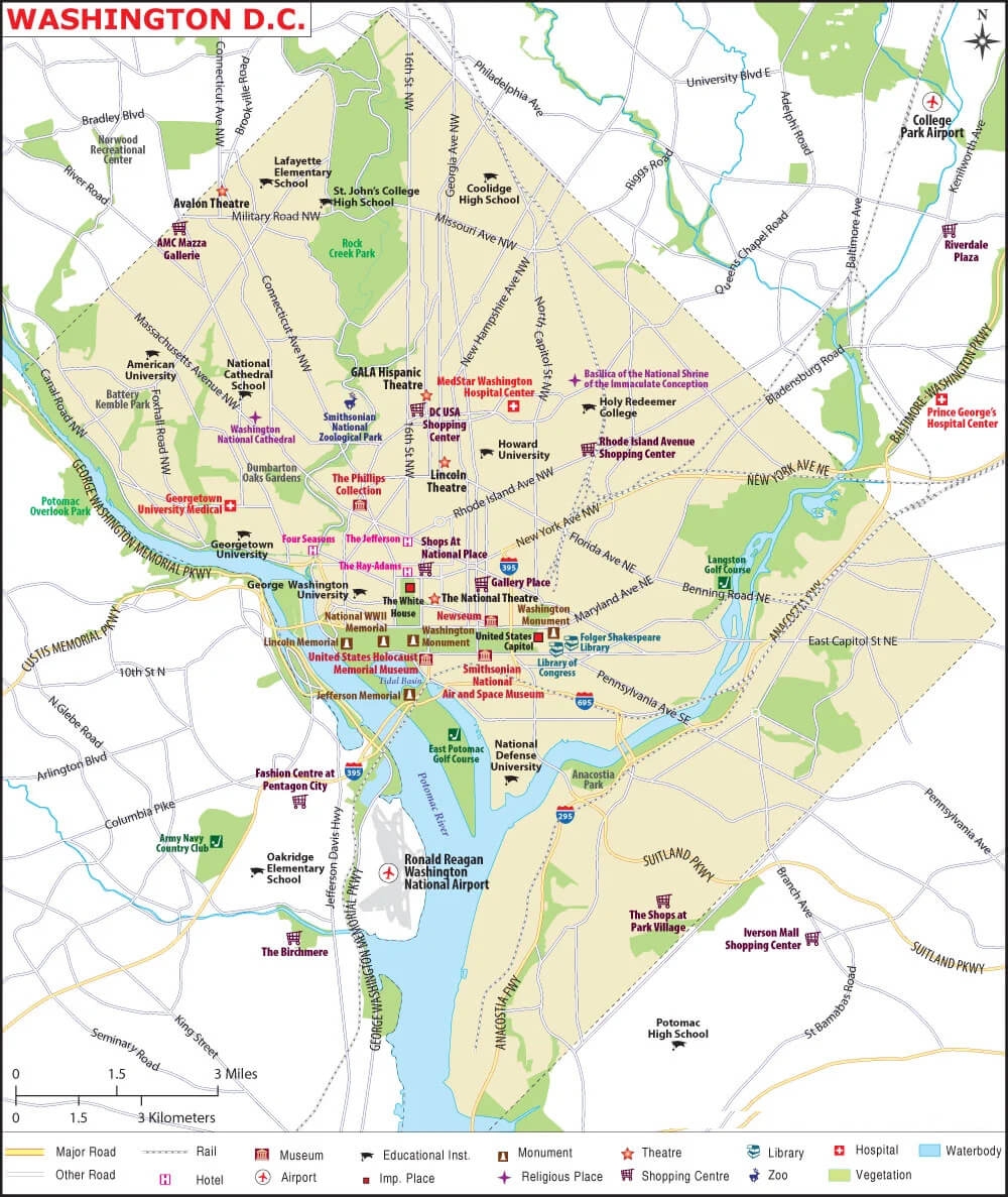 District Of Columbia Map Guide Of The World