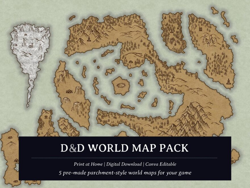Dnd World Map Pack 5 World Maps Dnd Maps Etsy