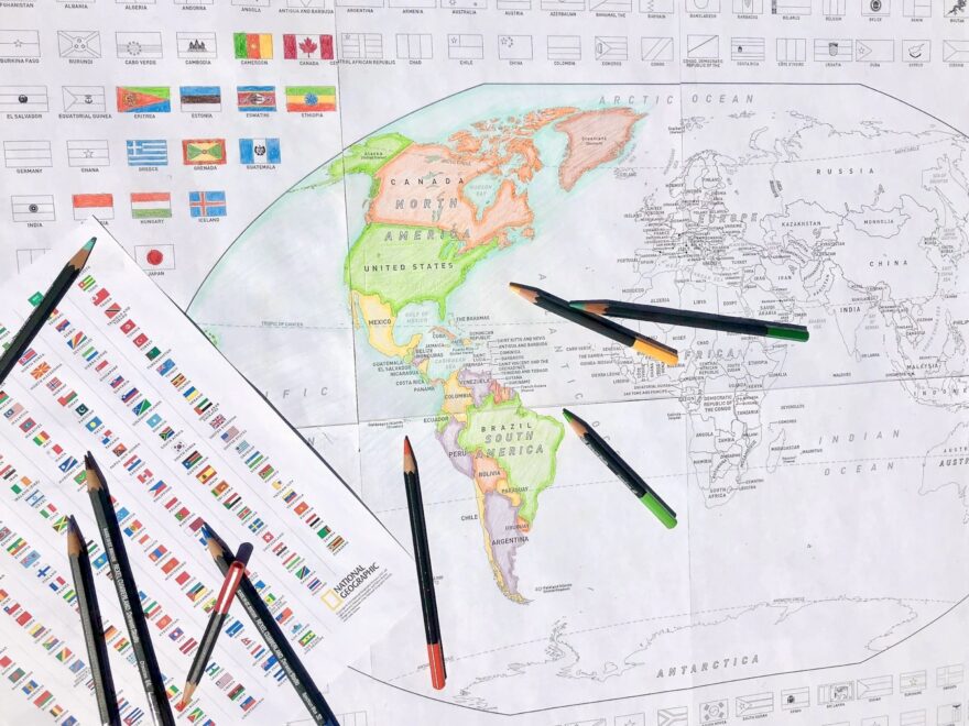 Download And Color A Free World Or United States Map With Flags National Geographic