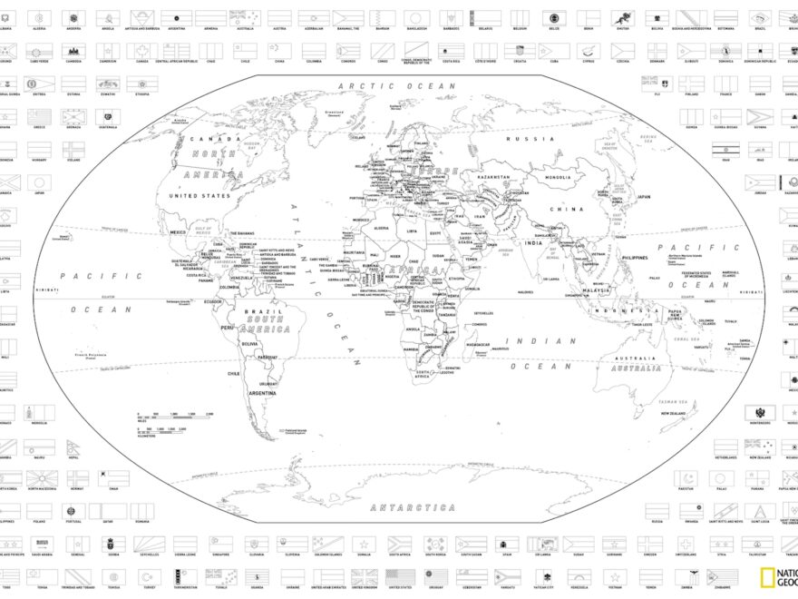 Download And Color A Free World Or United States Map With Flags National Geographic