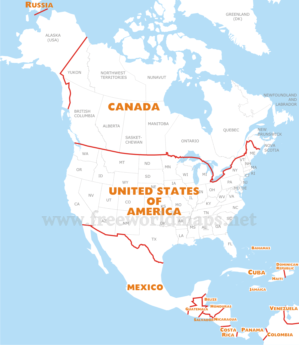 North America Map Printable