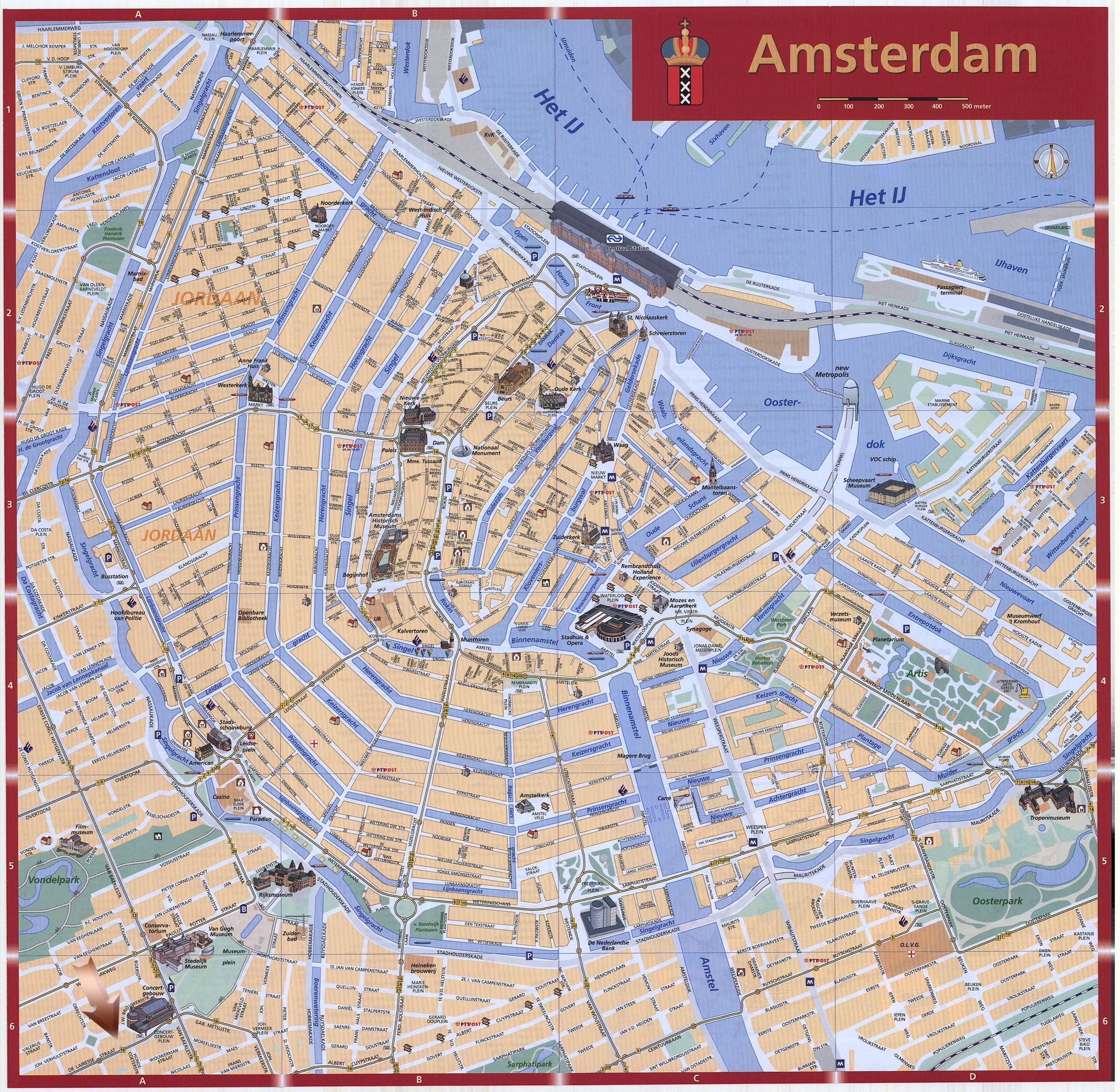 Downtown Amsterdam Map Map Of Downtown Amsterdam Netherlands 