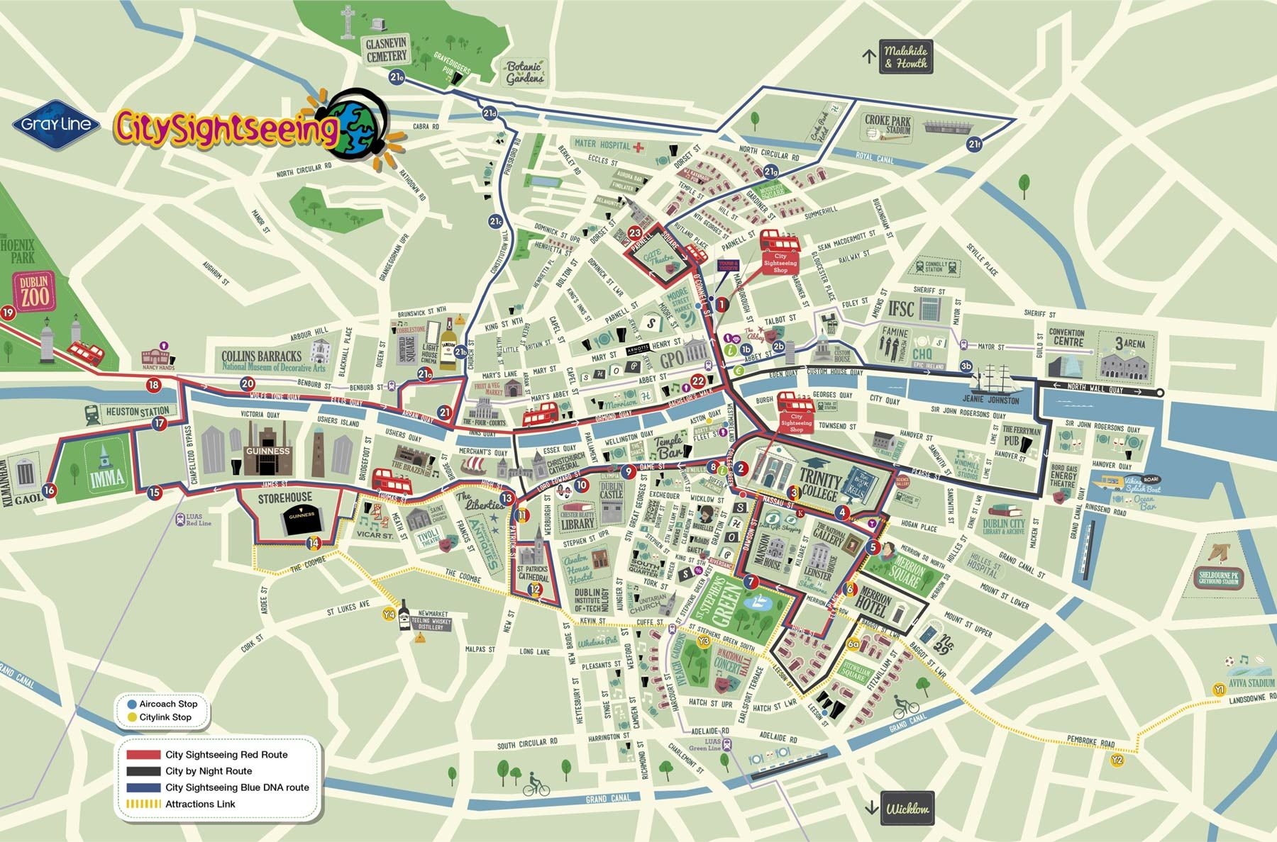Dublin Printable Tourist Map